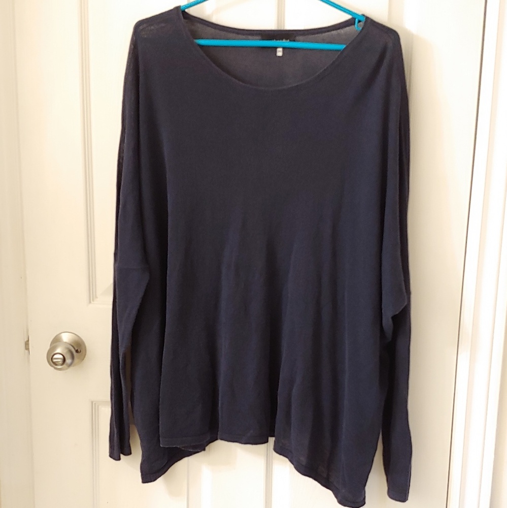 Eskandar navy blue oversized linen long sleeves OS